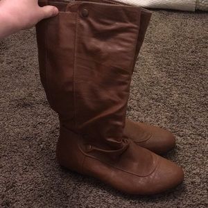cognac slouch boots